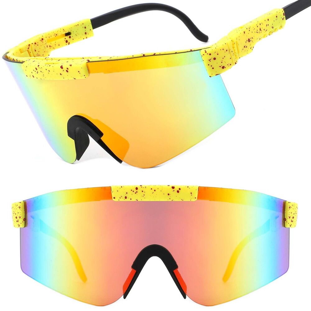Athletic Iridescent Mirrored Lens Adjustable Temple Futuristic Sporty Sunglasses